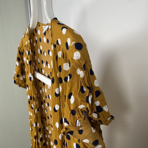Poetry Wrap Maxi Dress Polka Dot Wedding Summer Holiday Cocktail Yellow Size 16 - Picture 8 of 13